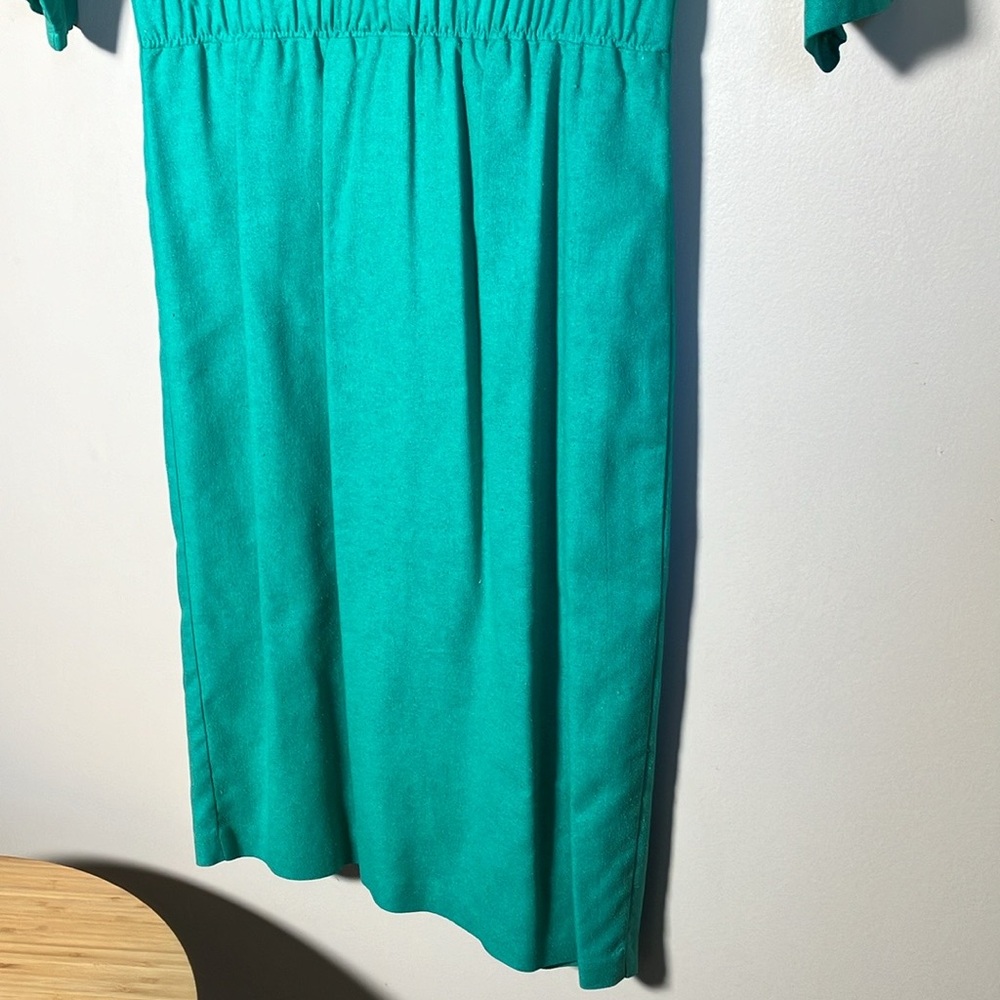 Vintage dress silk Amoretti Turquoise green Silk half sleeve retro 80s - Picture 4 of 15